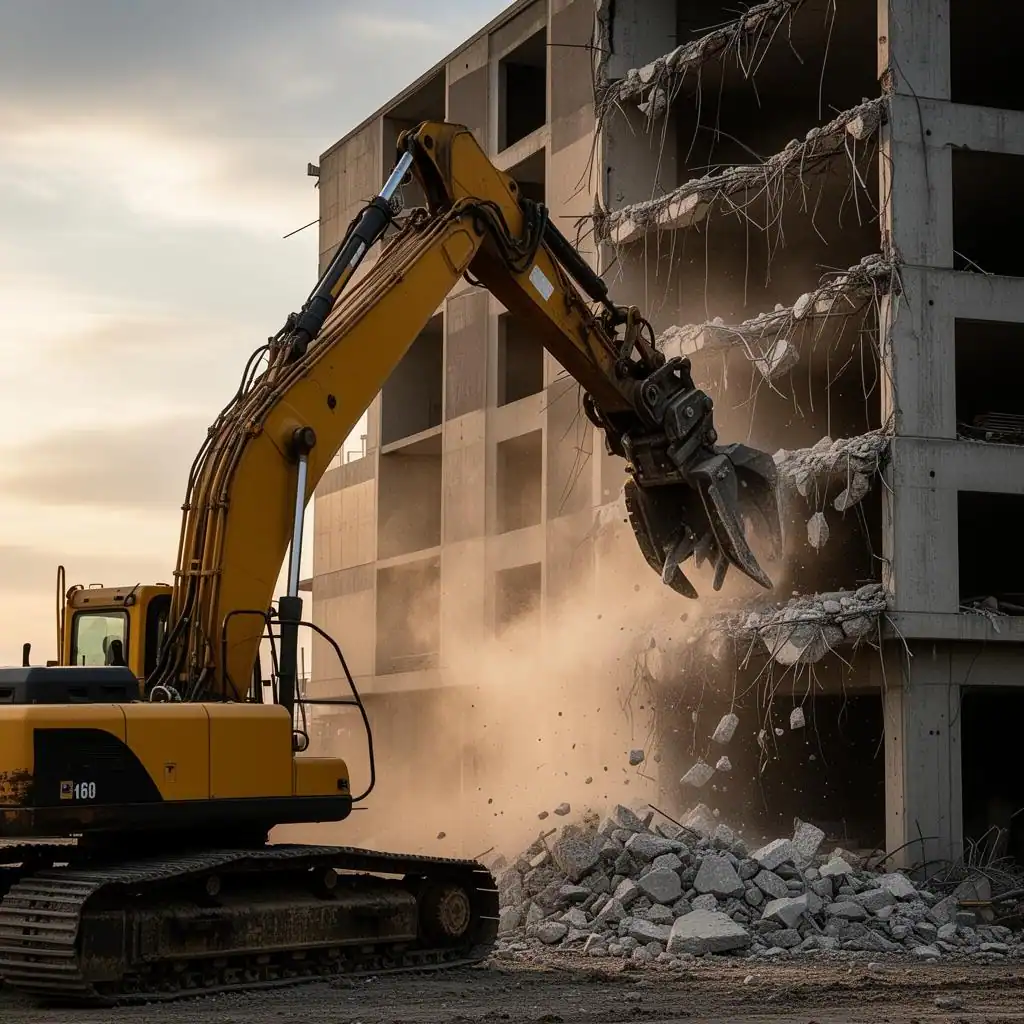 Industrial demolition in progress near Ocala, Florida