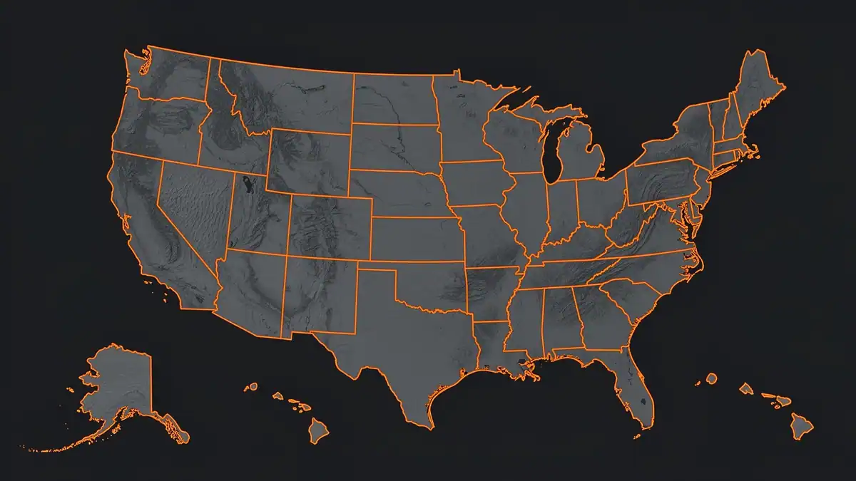 Map of the United States showing Demo Dynasty headquarters in Auburndale, Florida